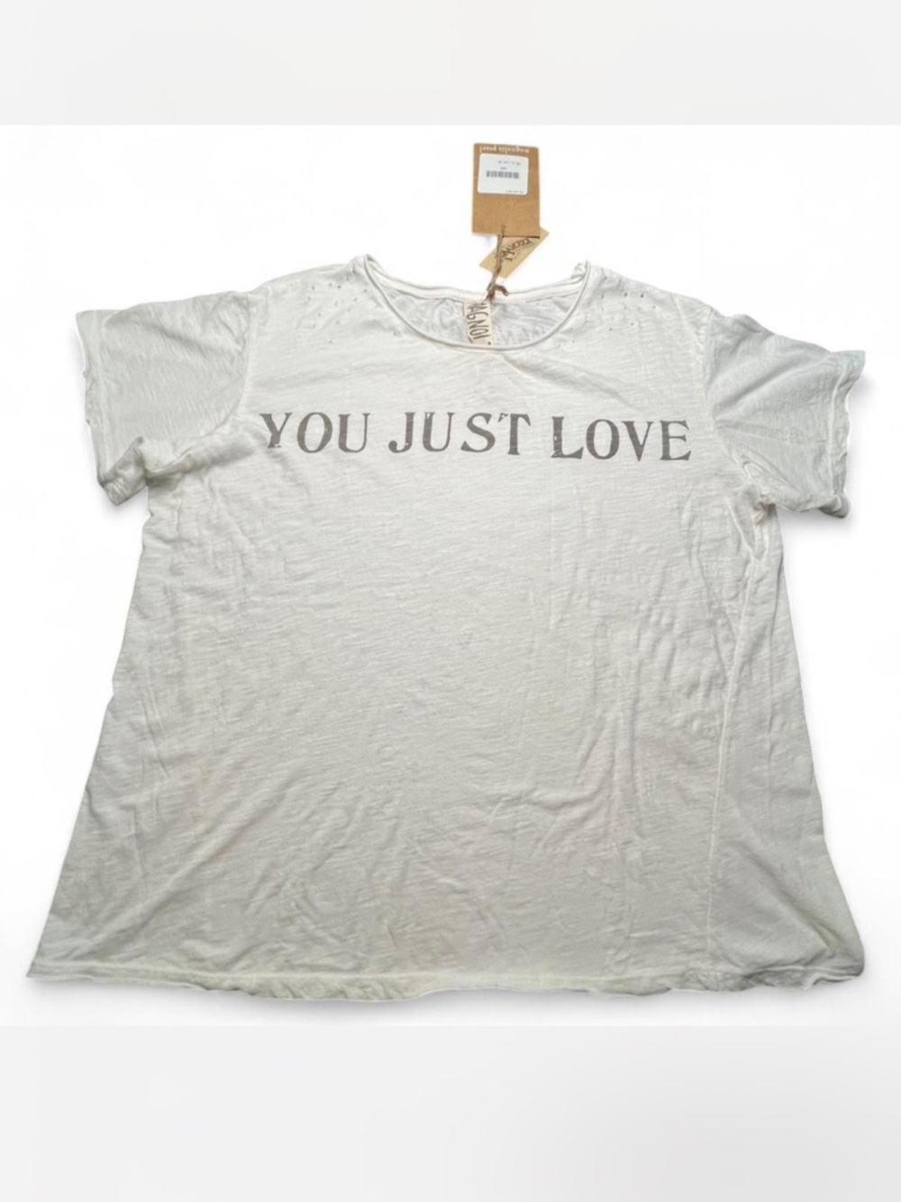 NWT Magnolia Pearl "You just love" white tshirt, OS